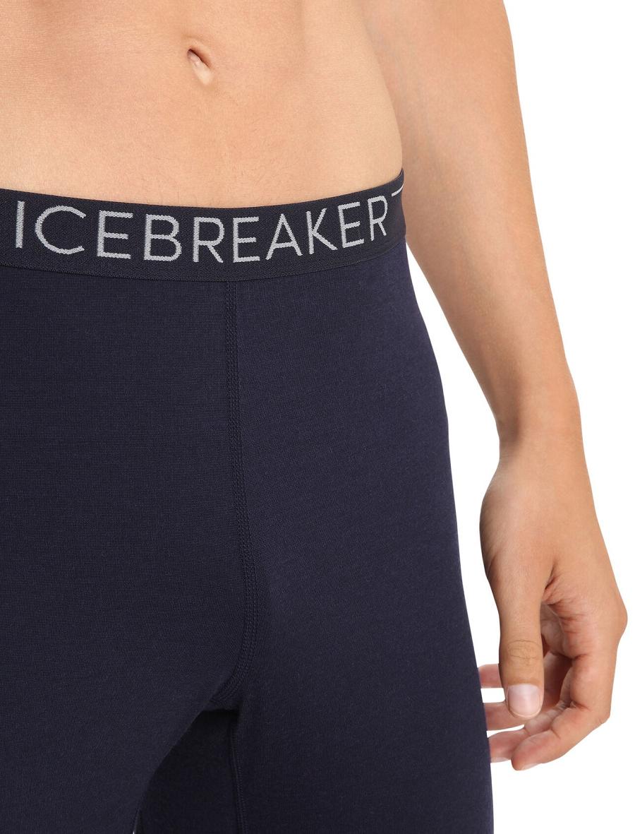 Men's Icebreaker Merino 200 Sonebula Thermal Leggings Base Layers Midnight Navy / Snow | CA 1582ZUTG